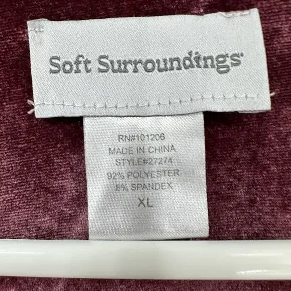 Soft Surroundings Shirt Womens XL Purple Velour Tunic Scoop Neck Long Sleeve Top - Picture 4 of 7